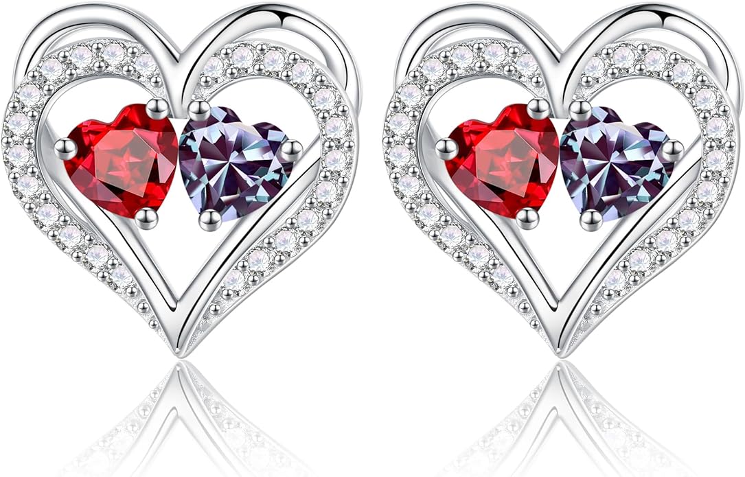 Iefil Christmas Gifts for Women Wife - 925 Sterling Silver Birthstone Earrings, Anniversary Birthday Gifts for Women Wife Girlfriend Mom