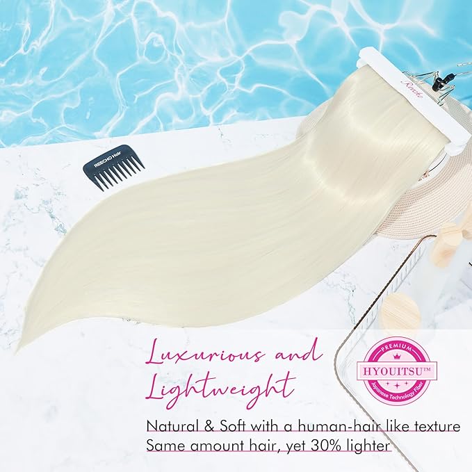 REECHO 26" Straight Super Long 4 PCS Set Thick Clip in on Hair Extensions White Blonde