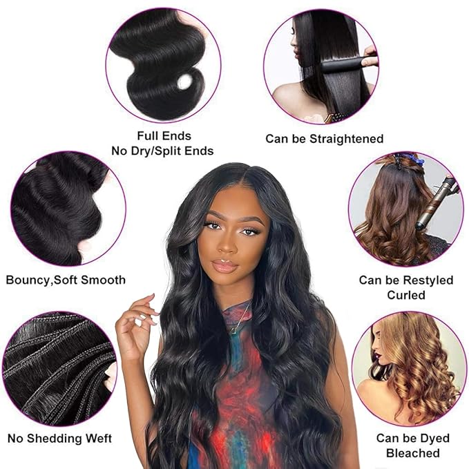 15A Raw Human Hair Bundles Body Wave Human Hair,Triple Lifespan Indian Virgin Hair,No Tangle Shedding,Multiple Washes Keep Texture Silky Soft (1 Bundle Natural Color, 30 Inch)