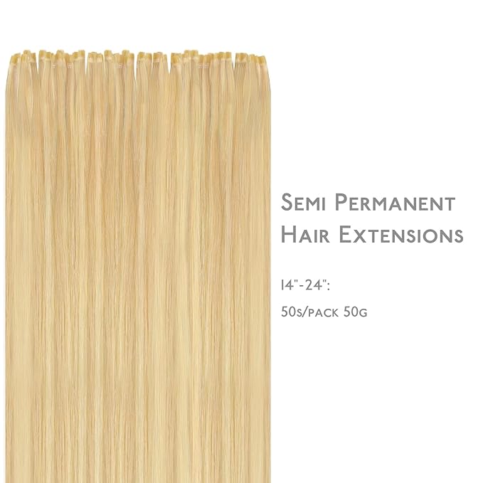 WENNALIFE U Tip Hair Extensions Real Human Hair, 50g 50s 18 Inch Light Blonde Highlighted Golden Blonde Remy Hair K Tip Invisible Straight Keratin Bond Hot Fusion Hair