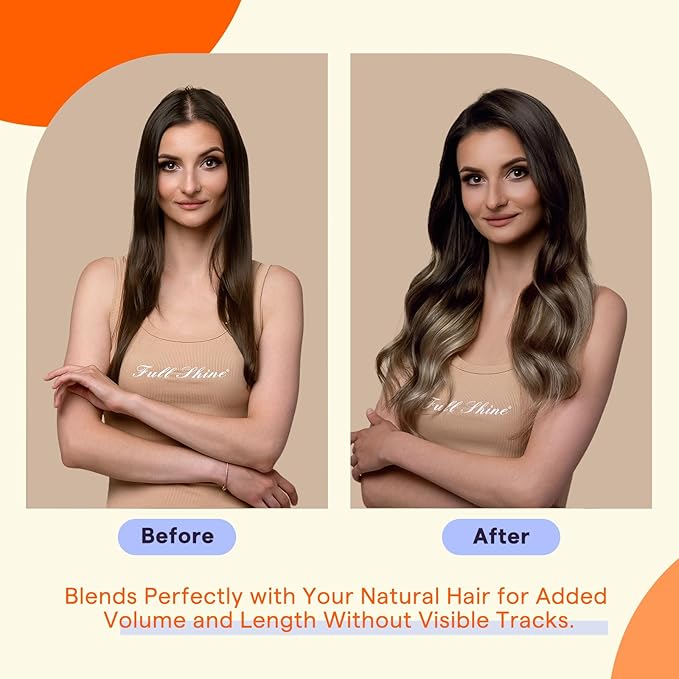 Full Shine Hair Extensions Tape Ins 16 Inch Invisible Tape in Hair Extensions Color 2 Fading to 6 and 18 Ash Blonde 50g Human Hair Tape in Extensions 20PCS Seamless Remy Extensions Add Volume