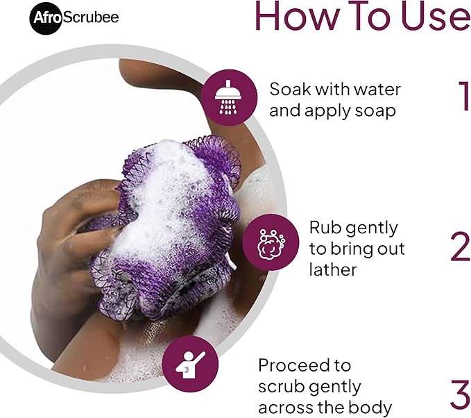 Authentic African Net Sponge Exfoliating Bath Sponge (Purple)