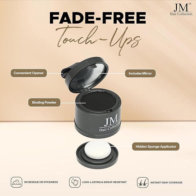 Root Cover Up – Black Temporary Hair Color Powder for Gray Root Concealing & Touch-Up – Water-Resistant, Easy-Blend Compact for All Hair Types