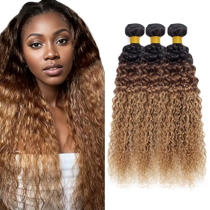 Blonde and Black Bundles Ombre Wet and Wavy Bundle 4/27 Water Wave 3 Bundles Brazilian Unprocessed Virgin Hair 3 Bundles 24 24 24 Inch