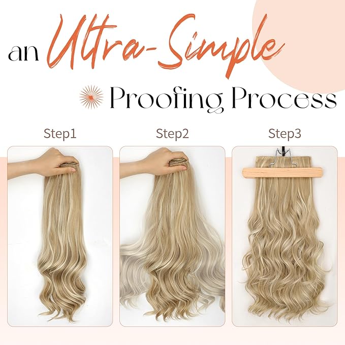 Kookastyle Clip in Hair Extensions, Natural Long Layered Soft Invisible Synthetic Curly Hairpieces for Women,4 pcs(20 Inch,Beach Blonde)