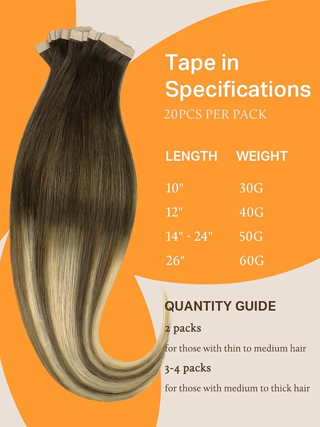 DOORES Hair Extensions Real Human Hair, Balayage Walnut Brown to Ash Brown and Bleach Blonde 26 Inch 20pcs 60g, Human Hair Extensions Tape in Real Hair Extensions Straight