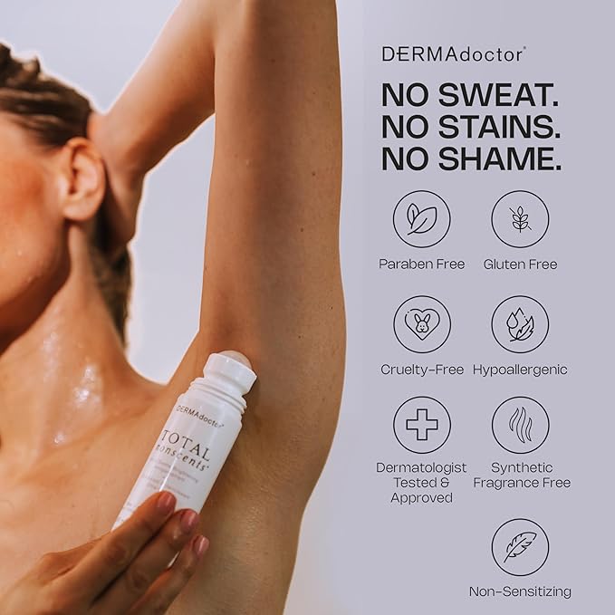 DERMAdoctor Total NonScents Ultra-Gentle Illuminator Antiperspirant Sensitive Skin. Unscented, Clinical Strength Antiperspirant for Men & Women; Hypoallergenic Roll On Deodorant - 3 oz