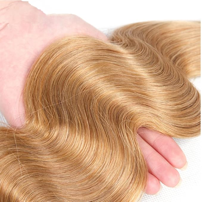 27 Body Wave Bundles Human Hair Honey Blonde Bundle Brazilian Virgin Human Hair 3 Bundles 30 32 34 Inch 27 Bundles Blonde Body Wave Bundles Hair Extensions Color 27 Bundles
