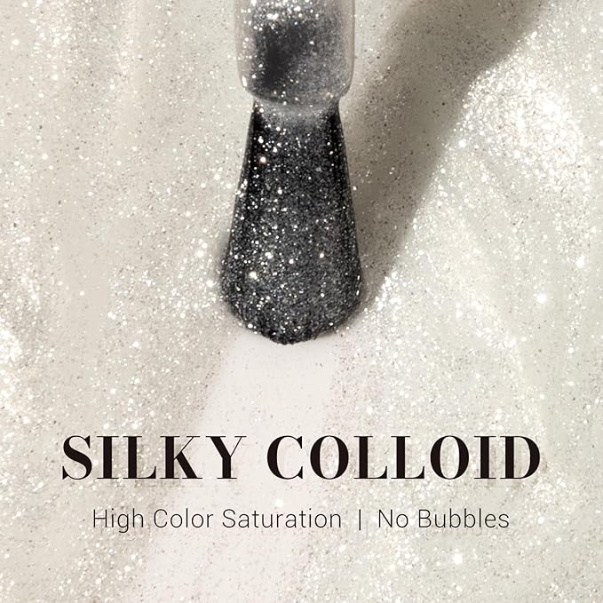 MelodySusie White Glitter Gel Nail Polish,0.5fl oz Soak Off UV LED Pure White Sparkle Glitter Gel Polish Gift for Women Nail Art Manicure Salon DIY Nail Design Decoration at Home-z054