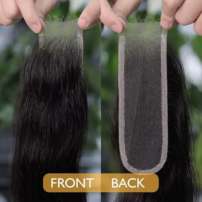 2x6 HD Lace Closure Straight Human Hair Closure Invisible Ultra-Thin 2x6 Lace Closure Brazilian Virgin Human Hair Pre-Plucked Nature Black 20 Inch