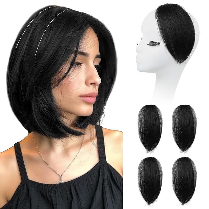 REECHO Clip in Hair Volumizer, Short Thick Clip in Hairpieces Adding Extra Hair Volume Extensions for Women with Thin Fine (Black, 8 Inch(Pack of 4))