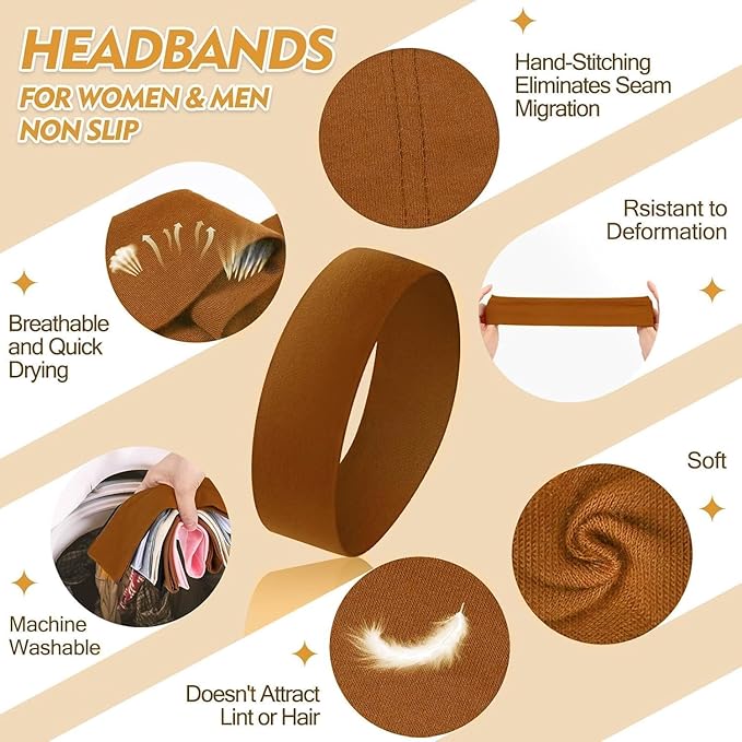 Headbands for Women Non Slip - 8 Pcs Head Bands Gifts for Woman Soft Comfortable Elastic Hair Band for Yoga Workout Sport Mothers Day Gifts for Mom Christmas Gift for Women Grandma Adults Stuffers