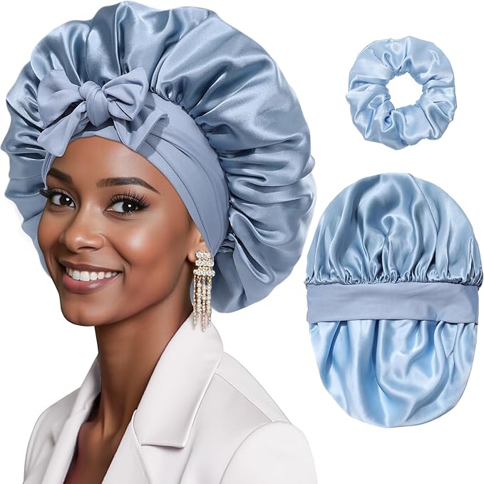 Mulberry Silk Bonnet Sleeping Women Curly Hair Bonnets Tie Band Double Layer Reversible Sleep Bonnet Silk Hair Wrap Sleep Cap