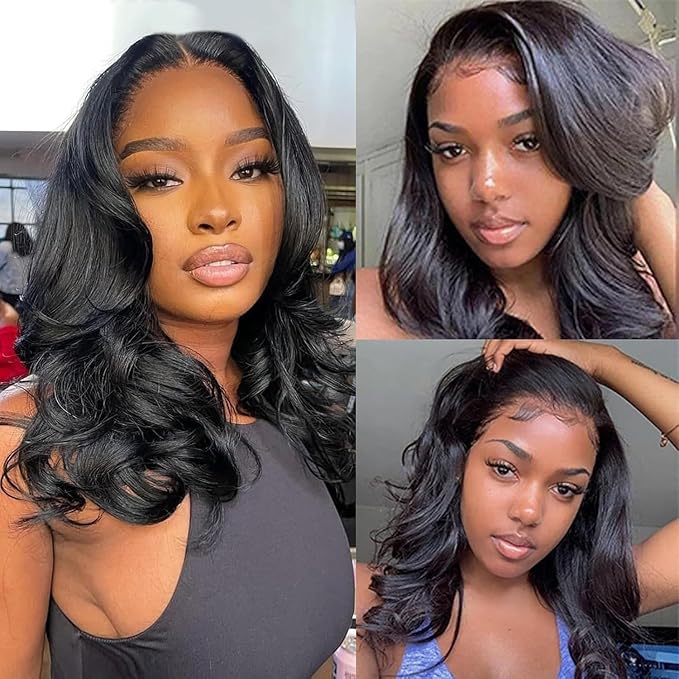 16 Inch Body Wave Lace Front Wigs Human Hair 200% Density 13x6 HD Lace Frontal Wig Pre Plucked Body Wave Wig Soft and Tangle-free Virgin Human Hair Wigs for Women Daily