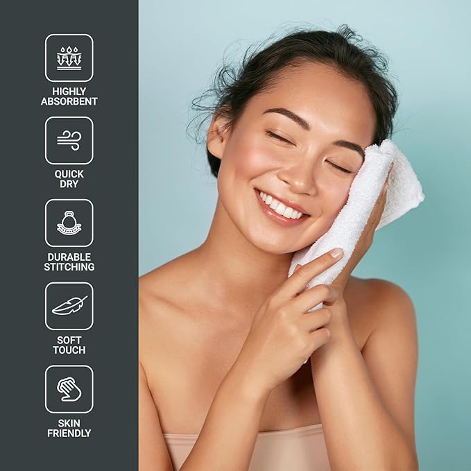 Infinitee Xclusives Luxury Wash Cloths for Showering [13x13] – 100% Cotton Washcloths [Pack of 4], Soft and Absorbent Face Towels for Bathroom Wash Clothes, Gym, and Spa (Serene Teal)