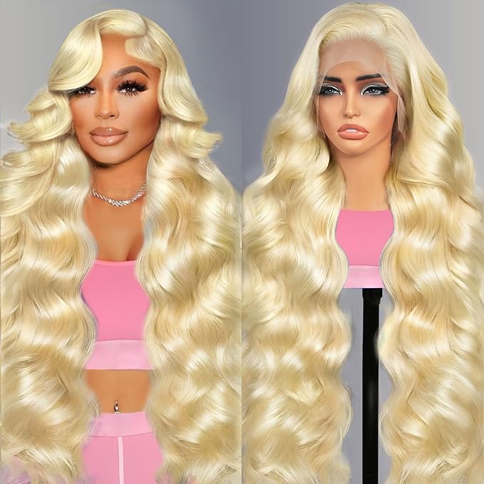 613 Lace Front Wig Human Hair 210 Density Blonde Wig Human Hair 13x6 Body Wave HD Transparent Lace Front Wigs Human Hair Pre Plucked 613 HD Lace Frontal Wigs Human Hair 13x6 Glueless Wigs 20 Inch