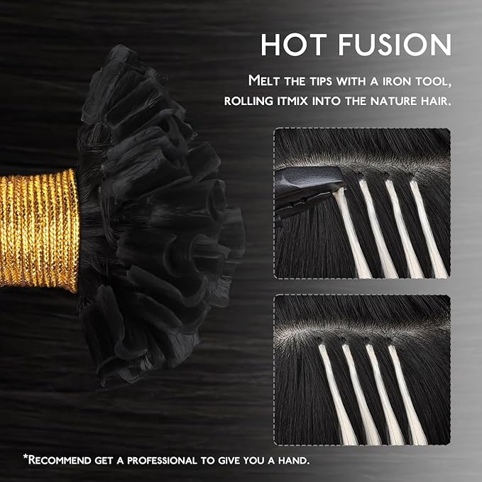 WENNALIFE U Tip Hair Extensions Human Hair, 50g 50s 16 Inch Jet Black Remy Hair Extensions K Tip Hair Extension Real Human Hair Invisible Straight Keratin Hair Extensions