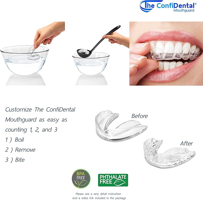 The ConfiDental - Pack of 6 Moldable Mouth Guard for Teeth Grinding Clenching Bruxism, Sport Athletic, Whitening Tray