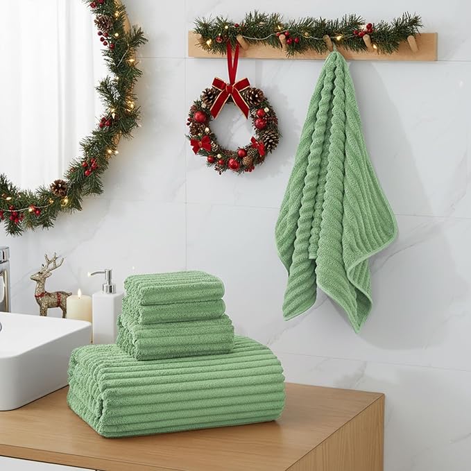 Extra Large Bath Towel Set of 6 (40"x80"),Oversized Bath Sheet Super Soft Highly Absorbent Microfibers Quick Dry Luxry Shower Towel for Bathroom Spa Gym Hotel Yoga(Sage Green, 6Piece)