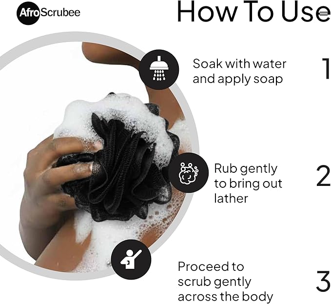 Authentic African Net Sponge Exfoliating Bath Sponge (Black)