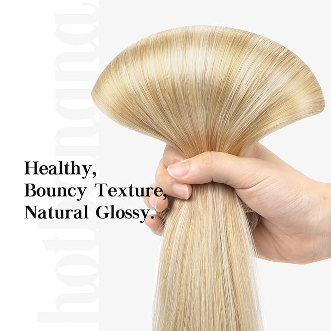 HOTBANANA Human Hair Clip in Hair Extensions, Dirty Blonde Mixed Bleach Blonde Hair Extensions 120g Real Human Hair Straight Remy Hair Clip Ins 18 Inch 7pcs