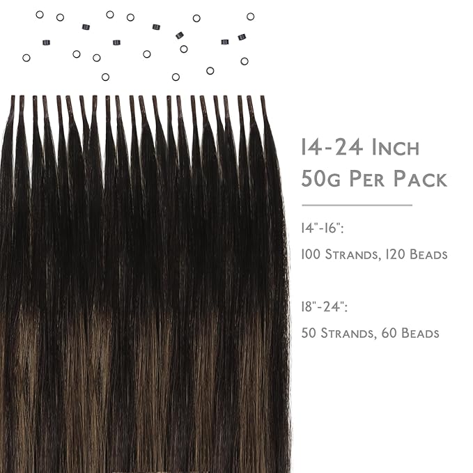 WENNALIFE I Tip Hair Extensions Human Hair, 50g 50s 22 Inch Balayage Dark Brown Mixed Chestnut Brown Remy Itip Human Hair Extensions Invisible Itips Straight I Tips Fusion Extensions Real Human Hair
