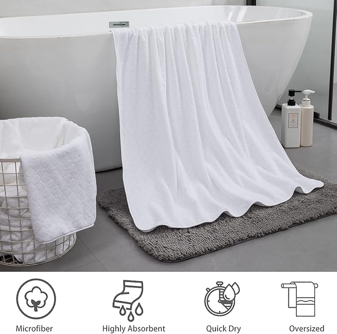 Ycosy 2 Pack Hand Towels Set 16"x31",White Towel Set for Bathroom,Quick Dry Thick and Highly Absorbent Hand Towel,Ultra Soft Microfibers Premium Towel Set for Bathroom Hotel,Spa,Gym