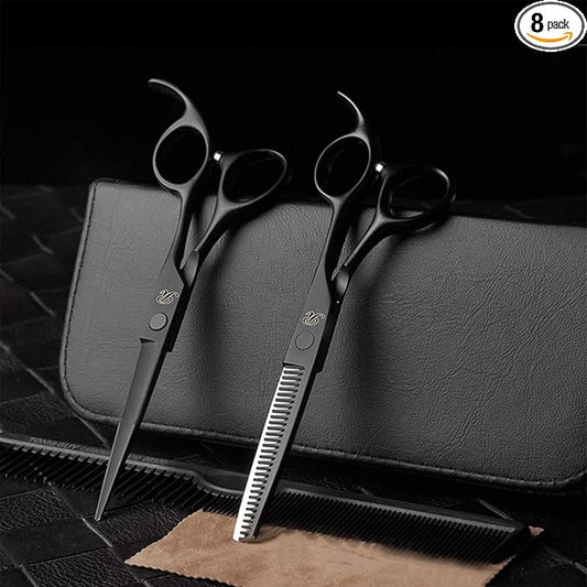 Patented Premium Hair Cutting Scissors & Thinning Shears - Professional Barber Scissors Kit for Women & Adults - Sharp Hair Shears for Hair Cutting & Thinning