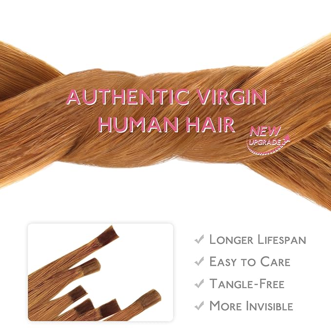 WENNALIFE U Tip Hair Extensions Human Hair, 50g 50s 14 Inch Auburn Ginger Remy Hair K Tip Invisible Straight Keratin Hot Fusion