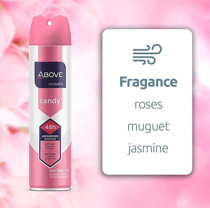 ABOVE 48 Hours Antiperspirant Deodorant, Candy, 3.17 oz - Dry Spray Deodorant for Women - Notes of Lime, Tangerine and Apricot - Antiperspirant Spray.