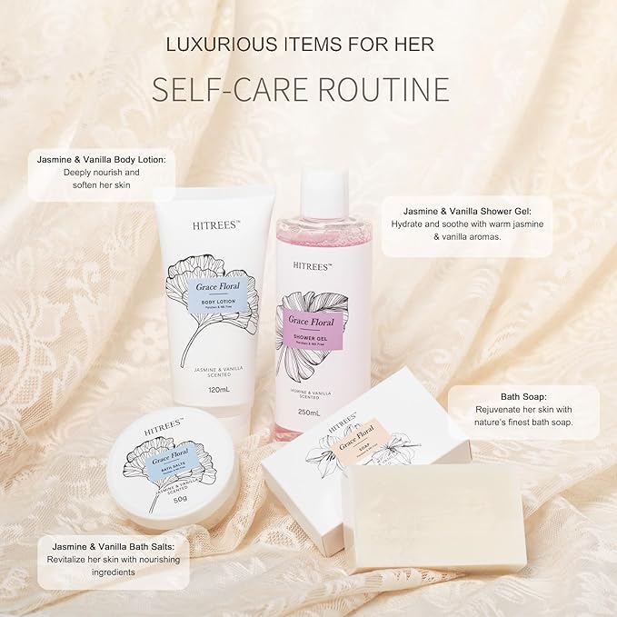 Birthday Gifts for Women Christmas Birthday Self Skin Care Set for Women, 4Pcs Spa Kit Gifts for Bath Spa Exfoliating & Hydrating Body Care Travel Set, Nourishing Skin Care Perfect Holiday Gift