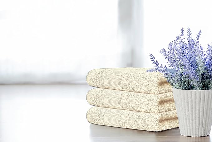 Premium Wash Cloths Pack of 12 (13" x 13") 100% Ring Spun Cotton | Luxury Washcloths | Ultra Soft Face Towels | Highly Absorbent Wash Cloths for face (Cream)