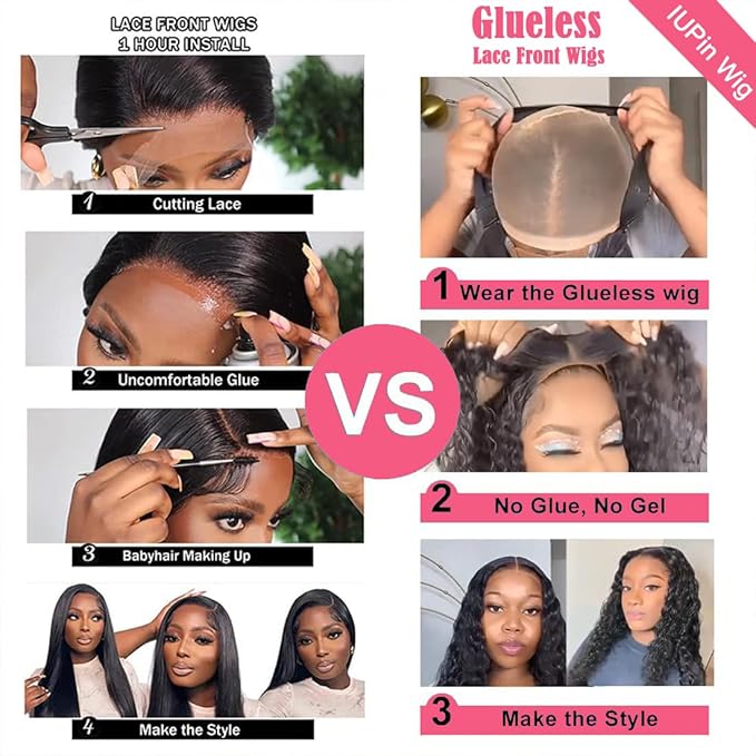 IUPin 34 Inch 5x5 SKINLIKE Real HD Lace Closure Wear and Go Glueless Wigs Human Hair Pre Plucked Pre Cut HD Lace Closure Wigs Human Hair 180% Density Body Wave Lace Frontal for Women Bleached Knots