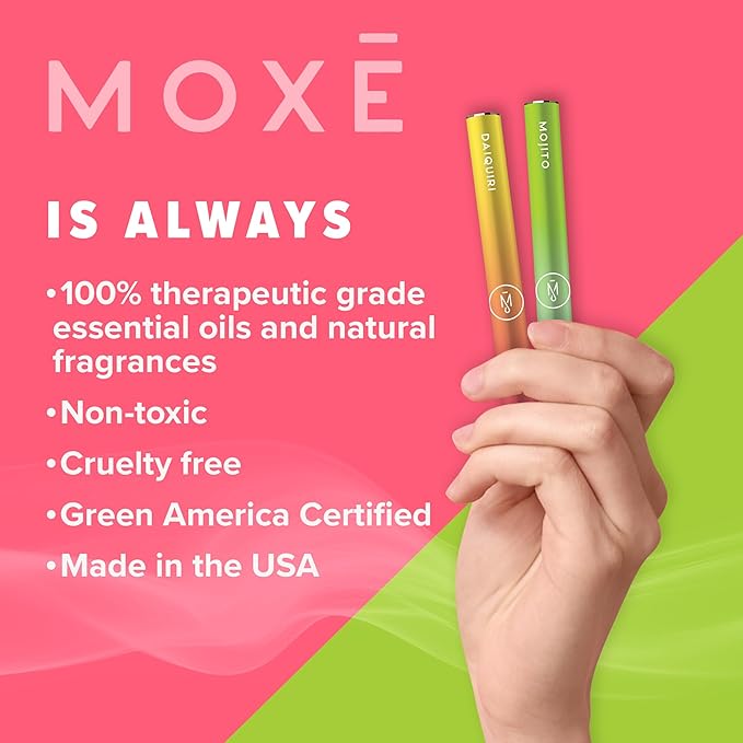 MOXE Natural Mojito Air Inhaler | Non Electric Long-Lasting Flavored Air Refreshing Support | Oral Fixation Peppermint, Lime, Bergamot & Menthol Essential Oils, Craving Relief - 3 Pack