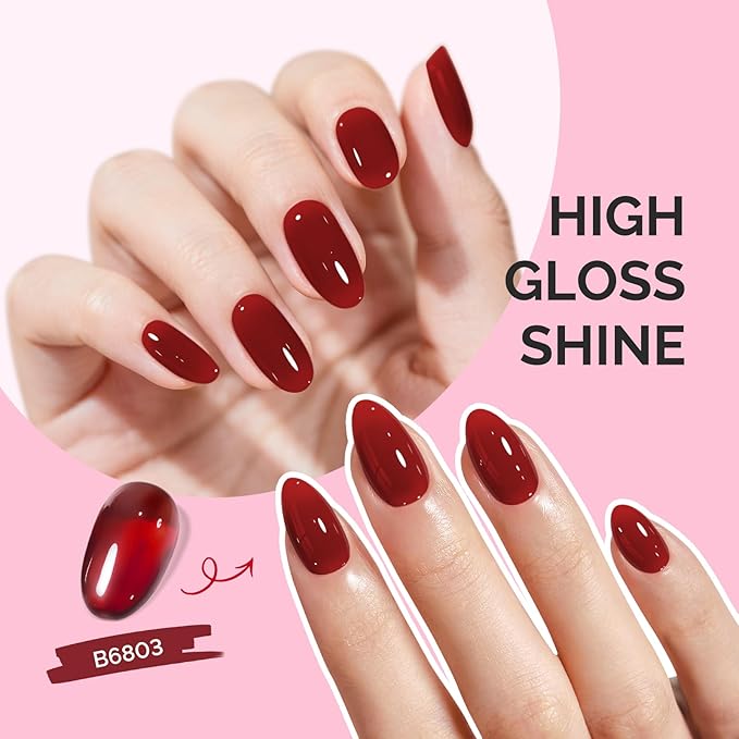 MelodySusie Jeweliver Gel Nail Polish, 0.5Fl.oz Gel Polish Red Brown Color Soak Off UV LED Light Cure Gift for Women Manicure Nail Art DIY at Home B6803