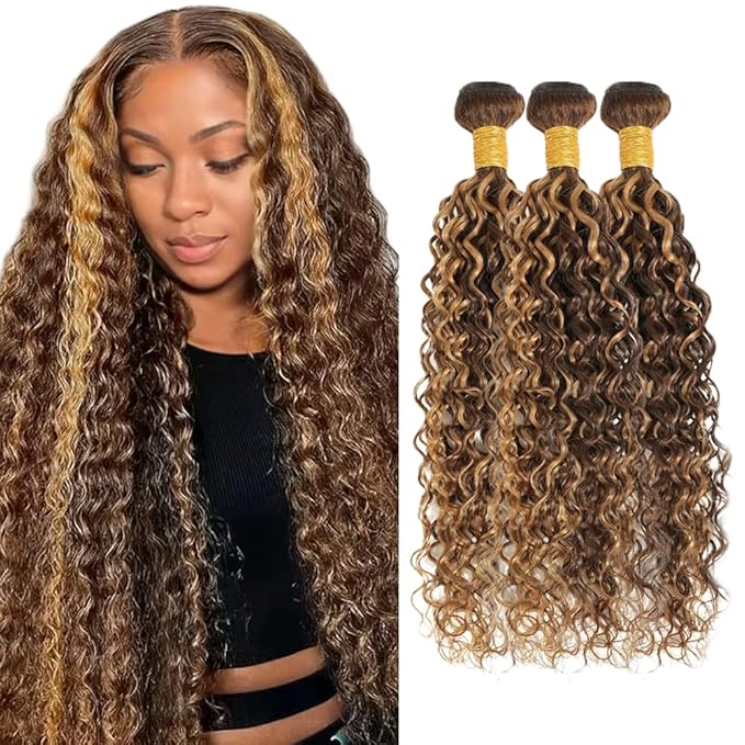 26 26 26 inch Blonde Bundle P427 Human Hair Bundles Highlight Deep Wave Bundles 2 Tone Blonde and Brown Color 300g