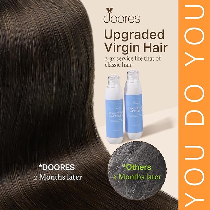 DOORES Seamless Invisible Edge Clip in Hair Extensions, Dark Brown 150g 7pcs 22 Inch, Clip in Human Hair Extensions Virgin Remy for Women