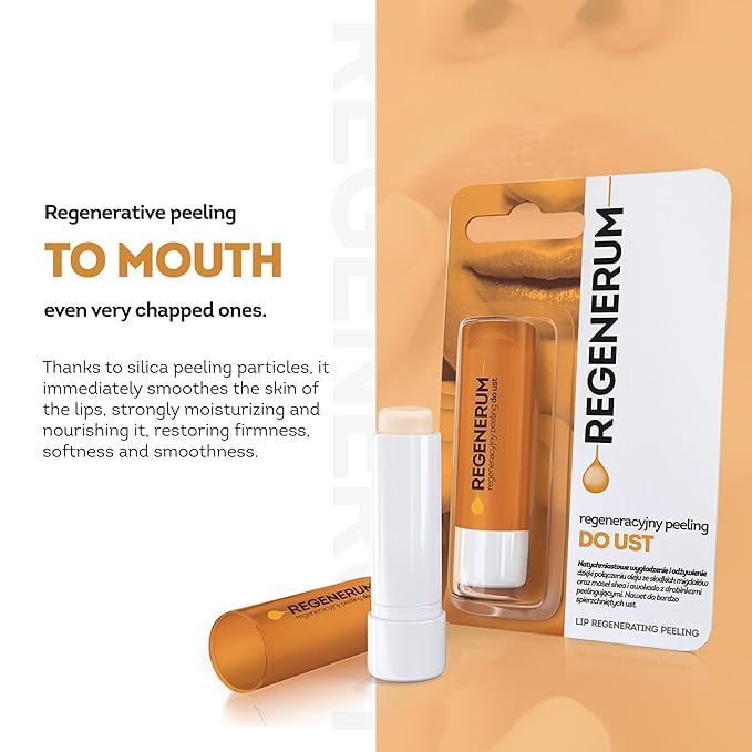 Regenerum - Lip Peeling - Intensive Moisturization & Nourishment for Very Chapped Skin, Silica Exfoliation, Firmness Restoration, and Protection - 5g