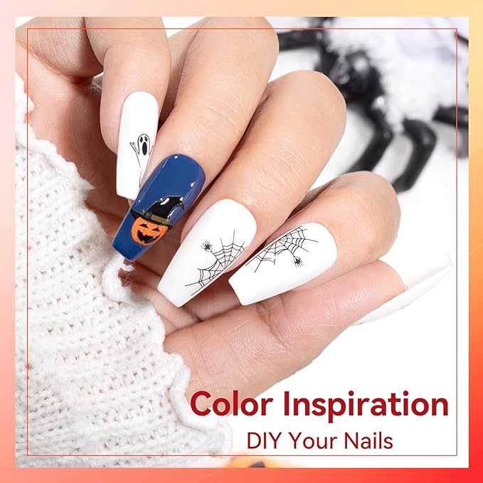 Nail Polish Set with Base & Top Coat, Rich in Castor Oil, Red Green Blue White French Nail Polishes for All Seasons, Quick Dry, Vegan,Hema-free, Non-Gel, DIY Nails Art Gift for Women