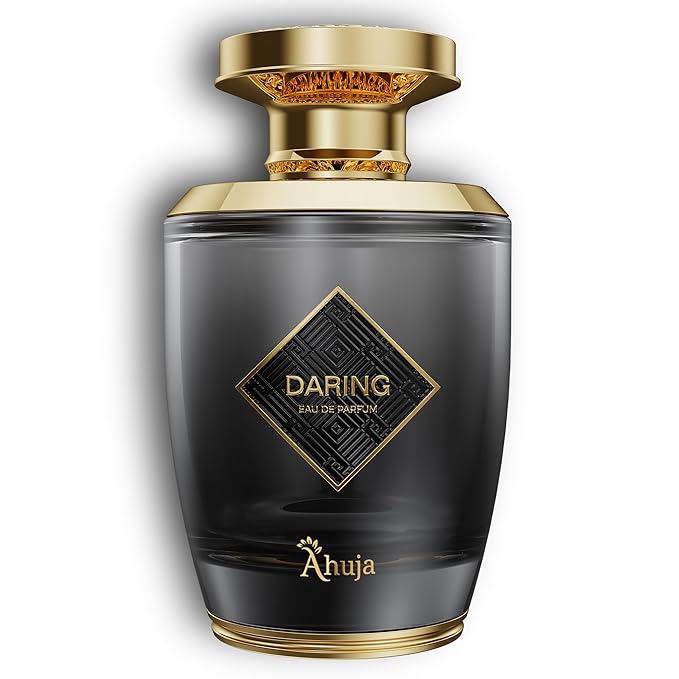 AHUJA Daring Eau De Parfum 3.4 Fl Oz – Long Lasting Perfume for Men w/Pepper & Citrus, Geranium & Patchouli – Bold Masculine Fragrance w/Fresh & Earthy Notes for Everyday Wear – Elegant Gift Scent
