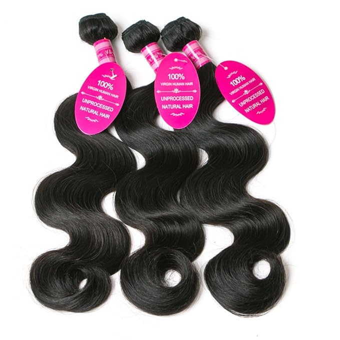 Human Hair Bundles Body Wave 16 18 20 Inch Bundles Human Hair 12A Brazilian Virgin 100% Unprocessed Quick Weave Hair Bundles for Black Women Natural Color