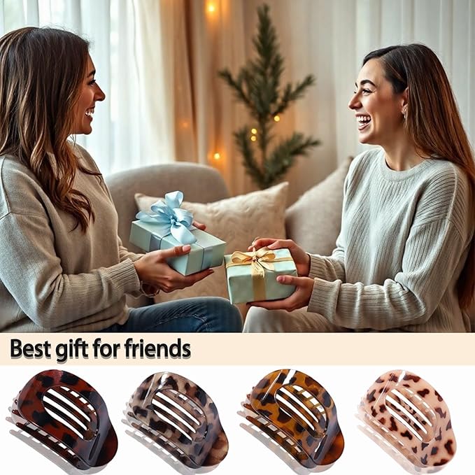 4 Pack Flat Hair Claw Clips for Women Nonslip French Hair Clips for Thick, Thin, Long, or Short Hair Matte Neutral Colors Comfortable & Strong Hold for Daily Wear, Weddings