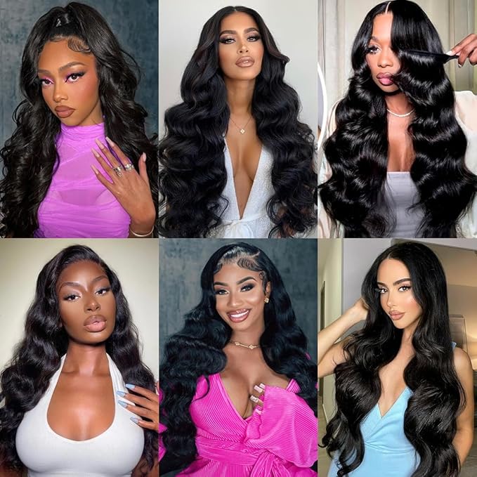 12A Human Hair Bundles 26 28 30 32 Inch Body Wave Bundles Human Hair 100% Unprocessed Brazilian Virgin Hair 4 Bundles Deals Human Hair Quick Weave Bundles Real Human Hair Extensions Natural Black