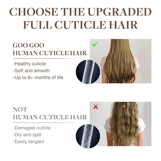 GOO GOO Invisi Edge Clip in Hair Extensions Set, 16inch 120g, 4pcs Injected Seamless PU Clip ins and 3pcs Classical PU Clip ins Virgin Real Human Hair, #(T1B/6) P1B