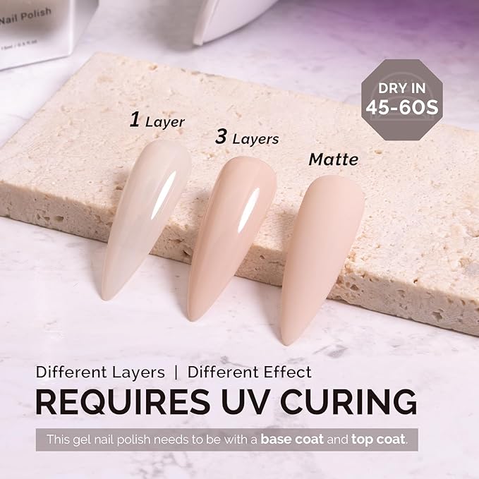 MelodySusie 15ML Nude Gel Nail Polish,Nails Soak Off UV LED Nude Pink Gel Polish Gift for Women Nail Art Manicure Salon DIY Nail Design Decoration at Home-A2403