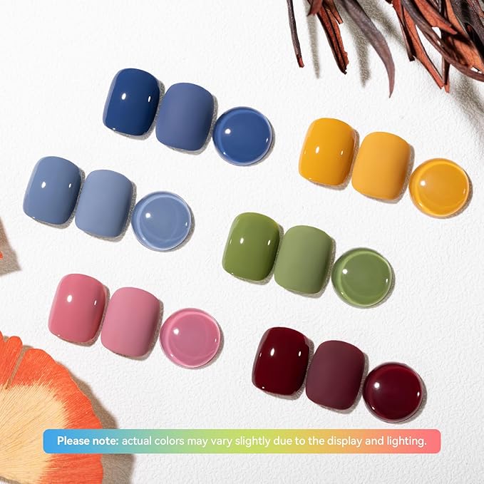 Winter Nail Polish Set, 6 Colors Burgundy Red Yellow Green Grey Quick Air Dry Nail Polish Non Gel, Hema-free, Nail Lacquer Manicure Art DIY at Home Christmas Gift for Women