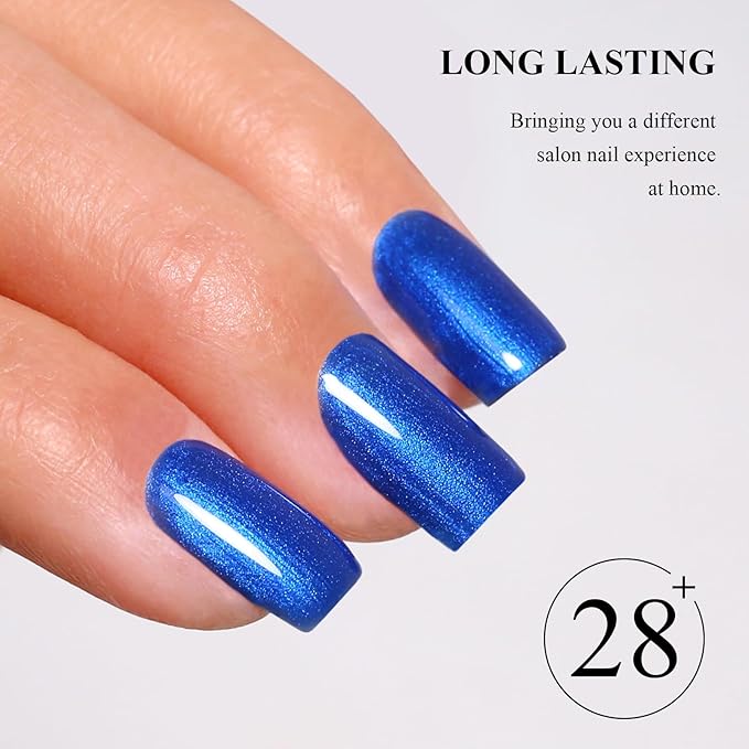 Imtiti Pearl Gel Nail Polish, 1Pcs Blue Glitter Shimmer Soak Off UV LED Gel Polish, Long Lasting, Manicure Salon DIY at Home for Spring and Summer (0.34 Fl Oz-961)