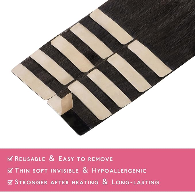 WENNALIFE Tape in Hair Extensions Human Hair Balayage Dark Brown Mixed Chestnut Brown Tape in Extensions, 10pcs 25g 18 inch Remy Invisible Tape Ins Straight Soft Real Human Hair Tape in Extensions