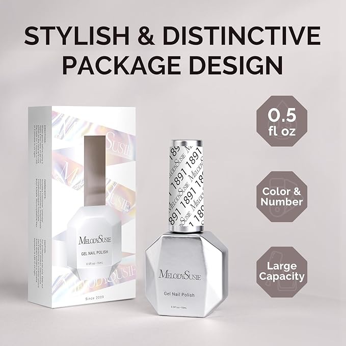 MelodySusie 0.5fl oz White Gel Nail Polish, Nails Soak Off UV LED White Gel Polish Gift for Women Nail Art Manicure Salon DIY Nail Design Decoration at Home-1891