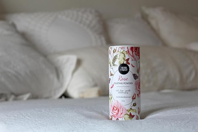 Herb & Root Talc Free Body Dusting Powders. Rose, Vanila, Sandalwood, Lavender, Jasmine, and Gift Sets (Full Size, Rose)